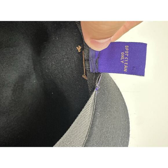 Madden Girl Women Black Wool Floppy Brim Hat One Size Brown Twisted Belt - Picture 5 of 12